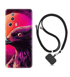 Xiaomi Mi 13 Lite Kılıf Silikon Boyun Askılı İpli Desenli Silikon Red Eagle 1752