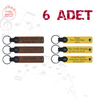 A Kahve & Sarı, Aile Toplantılarına Küçük Hatıra, 6’lı Set, İsim Yazılabilen Deri Anahtarlık