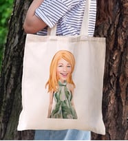BK Gift Kişiye Özel Kadın Karikatürlü Kanvas Bez Plaj Çantası Baskılı Omuz Çantası-25, Alışveriş Çantası, Arkadaşa Hediye, Sevgiliye Hediye