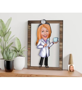 BK Gift Kişiye Özel Kadın Diş Hekimi Karikatürlü 3D Ahşap Tablo, Sevgiliye Hediye, Arkadaşa Hediye, Yıl Dönümü Hediyesi, Doğum Günü Hediyesi-1