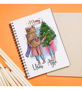Mutlu Yıllar & Merry Christmas & Yılbaşı Tasarımlı Defter Kişiye Özel