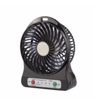Pazariz 3 Kademeli Şarjlı Masa Üstü USB Mini Taşınabilir Vantilatör Fan (Siyah)