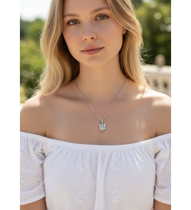 Çelik Silver Taşlı Tasarım Kolye - 25ctr424