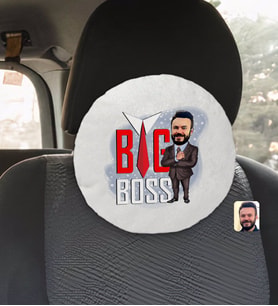 BK Gift Kişiye Özel Erkek Big Boss Karikatürlü Yuvarlak Araç Koltuk Yastığı-4
