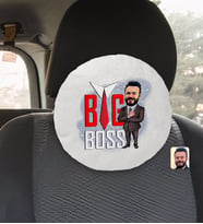 BK Gift Kişiye Özel Erkek Big Boss Karikatürlü Yuvarlak Araç Koltuk Yastığı-4