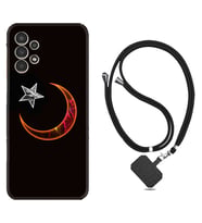 Samsung Galaxy M14 Kılıf Resimli Boyun Askılı İpli Desenli Silikon Series Ay Yıldız 1884
