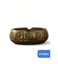 Şık Altın Eskitme Küllük, Dekoratif Kül Tablası 2'li Set