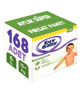 Evy Baby Bebek Bezi 6 Beden 15+ KG Ekstra large 168 Adet Aylık Süper Fırsat Pk