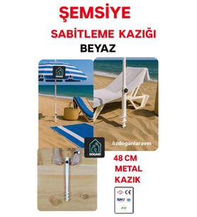 Plaj Deniz Bahçe Şemsiyesi  Sabitleme Aparatı Metal Beyaz 48 Cm
