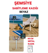 Plaj Deniz Bahçe Şemsiyesi  Sabitleme Aparatı Metal Beyaz 48 Cm