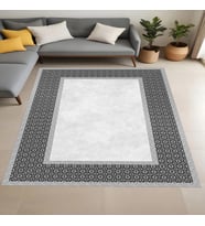 Rovigo Home Dijital Baskı Yıkanabilir Kaymaz Taban Salon Halısı Ve Yolluk RVG0887-FNL103 (Gri)