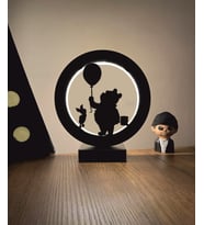 Winnie The Pooh Piglet Siluet Led Masa Lambası Ahşap
