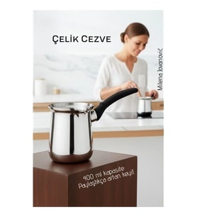 Mey İthalat® Çelik Cezve 400 ml - Süt ve Kahve Cezvesi 722588