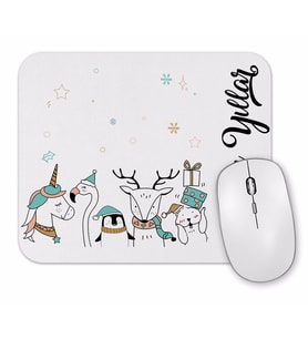 Sevimli Hayvanlar ile Mutlu Yıllar Mouse Pad