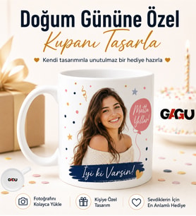 Doğum Gününe Özel Fotoğraflı Kupa – Yazılı Kişiye Özel Unutulmaz Hediye Baskılı Porselen Kupa