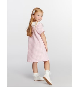 LCW Kids Pembe Bebe Yaka Ekose Kız Çocuk Elbise