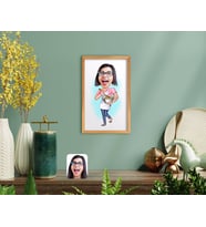 BK Home Ev Hanımı Anne Karikatürlü El Yapımı Ahşap Çerçeveli Tablo-3