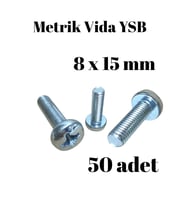 Metrik Vida Ysb 8x15 mm 50 Adet Yıldız Silindir Başlı Vida