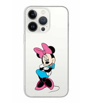 Apple iPhone 13 ProMax Uyumlu Kapak Minnie Mouse Tasarımlı Şeffaf Silikon Kılıf