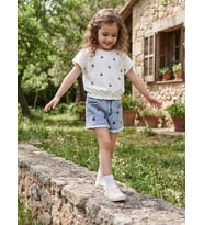 Civil Girls Kiraz Nakışlı 2-5 Yaş Şort - Mavi