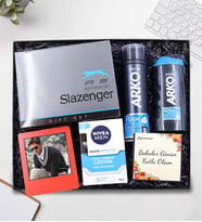 Kişiye Özel Kırmızı İnstagram Çerçeve & Tıraş Köpüğü & Tıraş Kolonyası & Tıraş Sonrası Losyon & Slazenger Active Sport Deodorant+Parfüm Seti Hediye Seti
