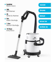 RLZ-208 4’ü 1 Arada Buharlı Temizlik Robotu  2400W  20L