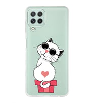 Samsung Galaxy M32 Uyumlu Kapak Cool Cat Tasarımlı Şeffaf Silikon Kılıf