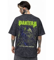 Pantera Rock Metal Müzik Grubu Sırt Baskılı Unisex Oversize Eskitme Yıkamalı Tişört