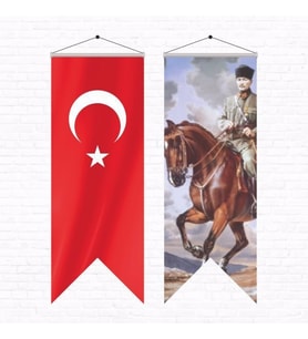 Atatürk Posteri ve Türk Bayrağı Kırlangıç 50x150 cm -4