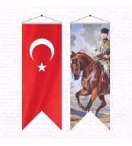 Atatürk Posteri ve Türk Bayrağı Kırlangıç 50x150 cm -4