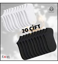 Kadın - Erkek (20 ÇİFT ) Düz Desen Ekonomik Bilek Boy Patik Çorap (Siyah - Beyaz)
