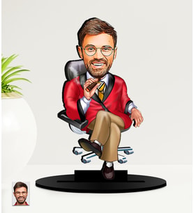 Kişiye Özel Patron  Karikatürlü  Mdf Biblo (Çok Renkli)