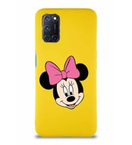 Oppo A92 Soft Premier Kapak Minnie Mouse-C Tasarımlı Silikon Kılıf - Sarı (Şeffaf)
