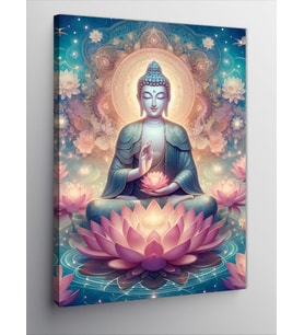 Kanvas Tablo Buda Heykeli Ve Lotus Çiçeği