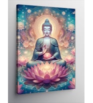 Kanvas Tablo Buda Heykeli Ve Lotus Çiçeği