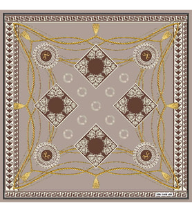Barok Halatlı Desen Black Seri Twill Eşarp Eşarp Askısı ile Birlikte 90x90 cm Vi