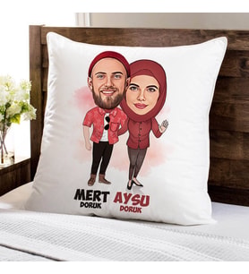 Kişiye Özel Aşkımızın Halleri Karikatürlü Yastık