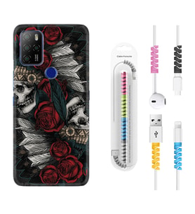 Omix X300 X500 X400 X600 X700 Kılıf Kablo Koruma Spiral Silikon Skull Rose 1673