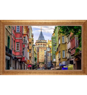 Çerçeveli Paspartulu Manzara Tablo ah1839 (Gold)