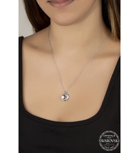 Union Swarovski Crystal Kadın 12 mm Çerveli Gümüş Kolye