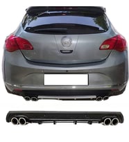 Opel Astra J HB Siyah Difüzör Çiftli Yuvarlak Egzoz Görünümlü D Tip Difizör