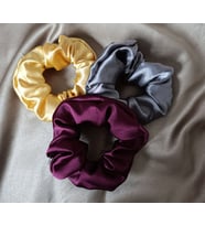 Saten Lastik Toka Hand Made Renkli 3'lü Toka Seti mürdüm-gri-gold (Çok Renkli)