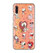Samsung Galaxy A70 Uyumlu Snoopy ve Kalp Tasarımlı Şeffaf Telefon Kılıfı