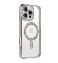 Apple İphone 16 Pro Kılıf Joke Simli Magneticsafe Kılıf - Pembe