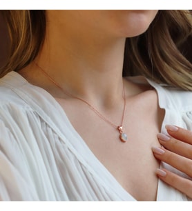 Ay Taşlı Rose Gold Kaplama Doğal Taş Gümüş Kolye