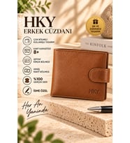 HKY HAKİKİ DERİ İSME ÖZEL KALEM ANAHTARLIKLI ERKEK CÜZDAN