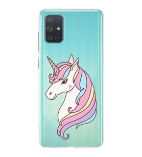 Samsung Galaxy A71 Uyumlu Kapak Unicorn Tasarımlı Şeffaf Silikon Kılıf