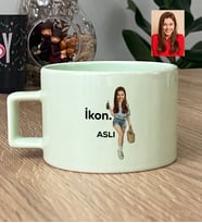 Kişiye Özel Karikatürlü İkon Lüks Pastel Fincan Doğum Günü Hediyesi