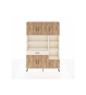 Arges Dolap 10 Raflı Tek Çekmeceli 6 Kapaklı 132x30x195 Aytaşı-Çam/Aytaşı