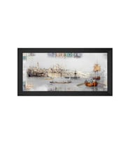 Eski İstanbul Motifli Kanvas Tablo 80 x 110 cm Siyah Çerçeve